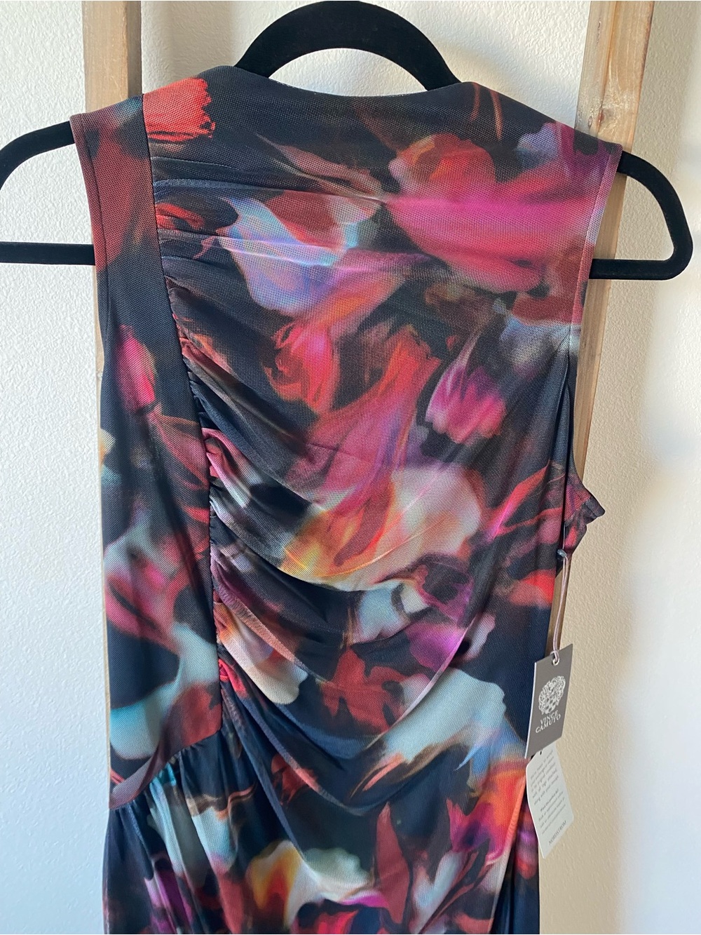 Vince Camuto Floral Printed Mesh Shirred Midi Dress NWT - Picture 8 of 16